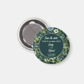 青と緑の野ビクトリアン花ロマンチック マグネット (正面/裏面)