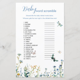 青と緑の野花のベビー単語スクランブルゲーム