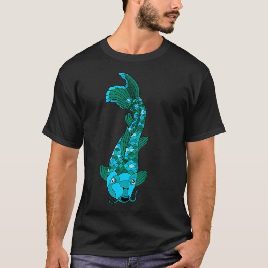 青と緑の錦鯉 Tシャツ (正面)