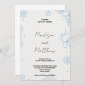 青と緑の雪のウェディング招待状 招待状 (正面/裏面)
