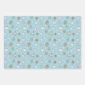 青と緑の雪玉のクリスマス ラッピングペーパーシート (正面2)