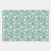 青と緑の雪玉のクリスマス ラッピングペーパーシート (正面)