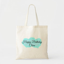 青と緑の雲 パステル色 モダンで幸せな誕生日 キッズ トートバッグ