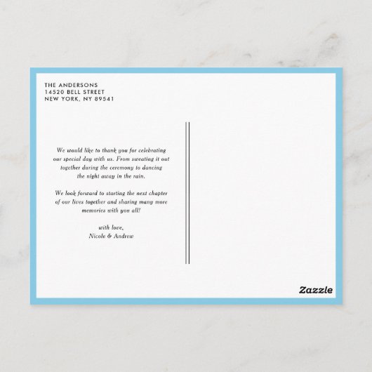 青と緑の鳥のフローラありがとうはがき ポストカード (裏面)