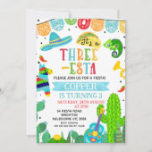 青と緑の3にぎやかなフィエスタ誕生日 招待状 (正面)