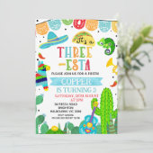 青と緑の3にぎやかなフィエスタ誕生日 招待状 (スタンド正面)