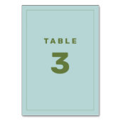 青と緑のWes Andersonのテーインスパイアブル番号 テーブルナンバー (正面)