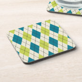 青と緑アーガイル柄の コースター (左側)