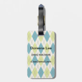 青と緑アーガイル柄の ラゲッジタグ (裏面縦)