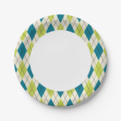 青と緑アーガイル ペーパープレート (正面)
