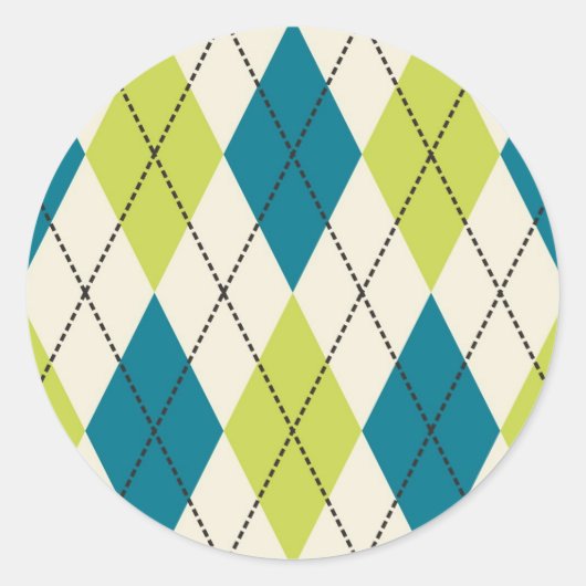 青と緑アーガイル ラウンドシール (正面)