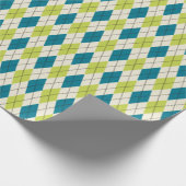 青と緑アーガイル ラッピングペーパー (角)