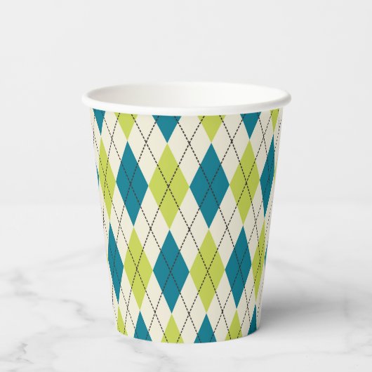 青と緑アーガイル 紙コップ (裏面)