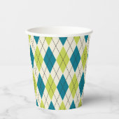 青と緑アーガイル 紙コップ (正面)