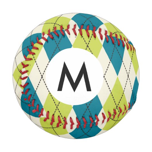 青と緑アーガイル 野球ボール (正面左)