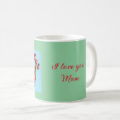 青と緑カラフルの母の日ハート コーヒーマグカップ (正面右)