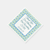 青と緑グランドミレニアムアジサイDitsy スタンダードカクテルナプキン (角)