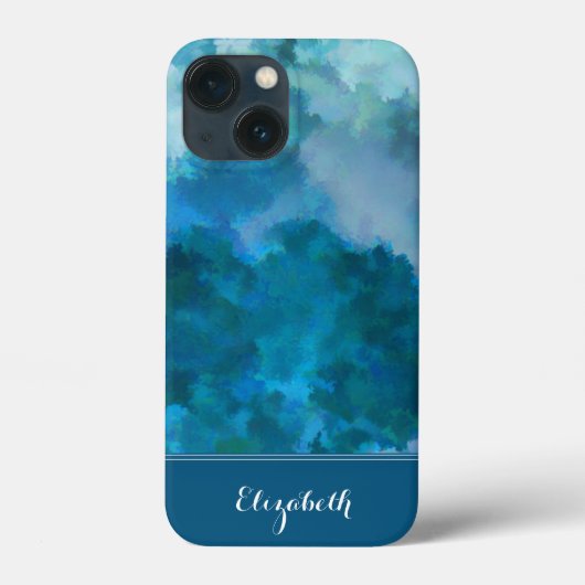 青と緑モダンの水色カスタムモノグラムの Case-Mate iPhoneケース (裏面)