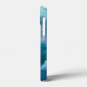 青と緑モダンの水色カスタムモノグラムの Case-Mate iPhoneケース (裏面 / 左)