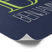 青と緑モノグラム ポスター (角)