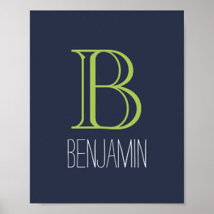 青と緑モノグラム ポスター