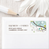 青と緑 |かわいいラブバード住所 シール (インサイチュ)