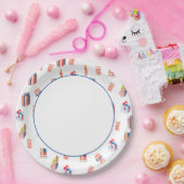 青と縁ど愛国的イラスト ペーパープレート (パーティー)