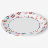 青と縁ど愛国的イラスト ペーパープレート (アングル)