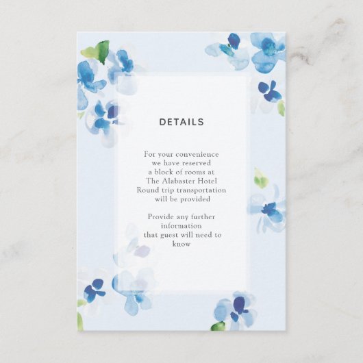 青と繊細な開花詳細 エンクロージャーカード (正面)