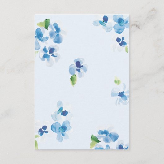 青と繊細な開花詳細 エンクロージャーカード (裏面)