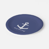 青と航海の白の少年の赤ちゃんシャワー ペーパープレート (アングル)