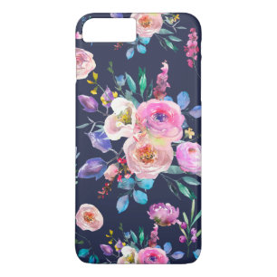 青と花のカラフル花束パターン iPhone 8 PLUS/7 PLUSケース