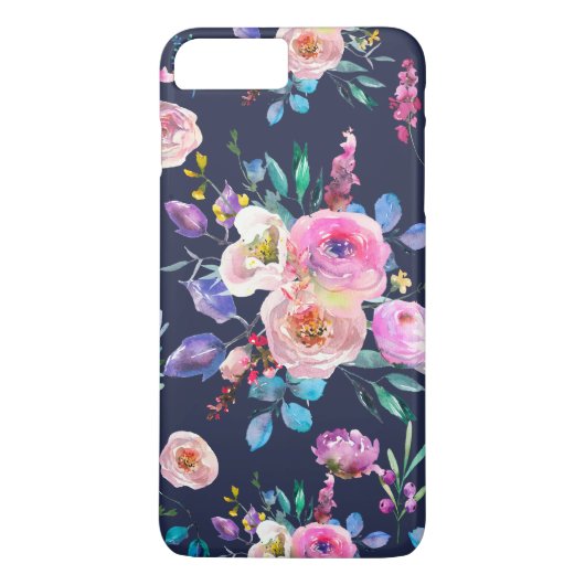 青と花のカラフル花束パターン Case-Mate iPhoneケース (裏面)