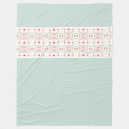 青と花付きデザイン フリースブランケット