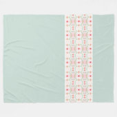 青と花付きデザイン フリースブランケット (正面(横))