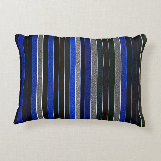 青と花崗岩のストライプアクセント枕 アクセントクッション (裏面)