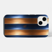 青と茶のストライプ iPhoneケース (裏面横)