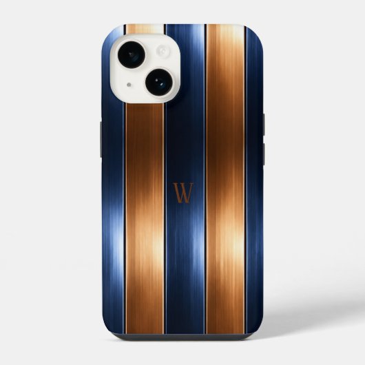 青と茶のストライプ iPhoneケース (裏面)