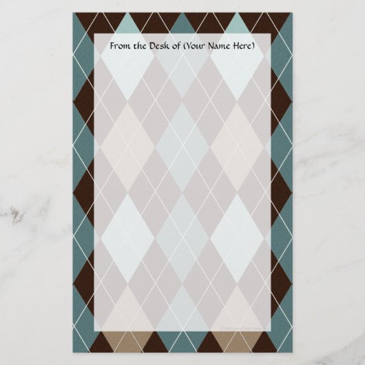 青と茶のファッションパターン 便箋 (正面)