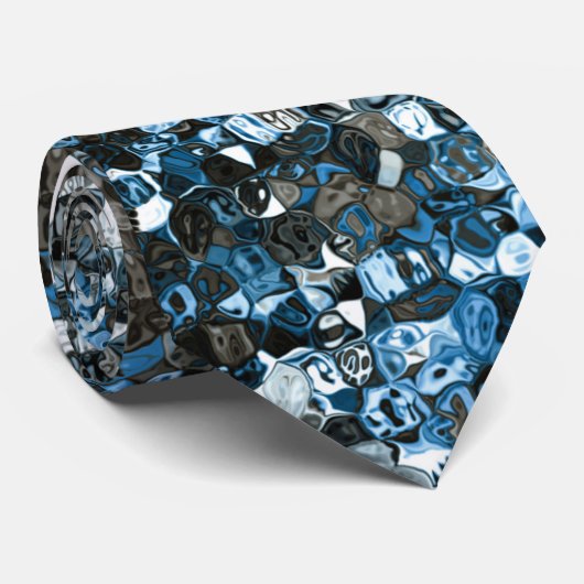 青と茶の抽象的なパターン ネクタイ (ロール)