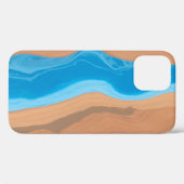 青と茶の抽象芸術絵画 Case-Mate iPhoneケース (裏面 (横))