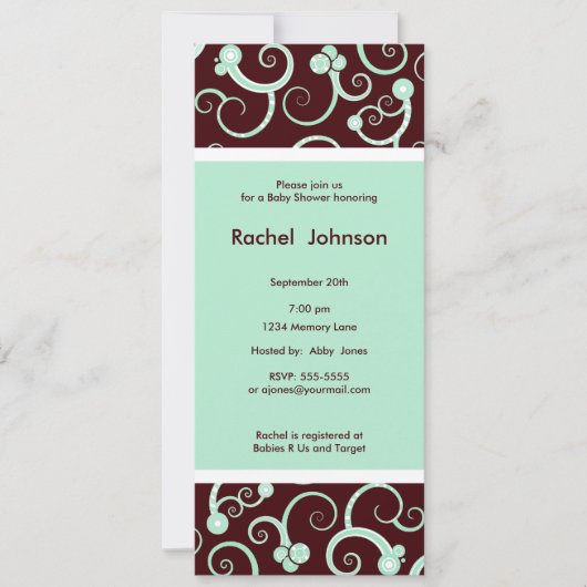 青と茶の渦巻き招待状 招待状 (正面)