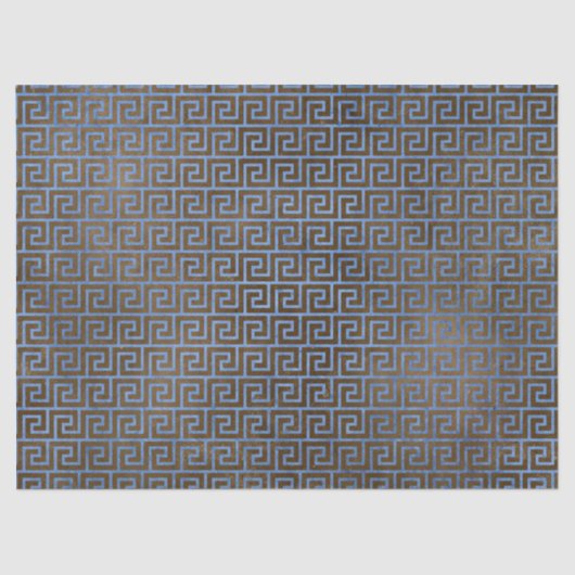 青と茶色のギリシャ鍵デコパージ 薄葉紙 (正面)