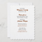 青と茶色のケーキベビーシューズベビーシャワー 招待状 (裏面)