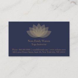 青と茶色のシンプルハスの花の名刺 名刺