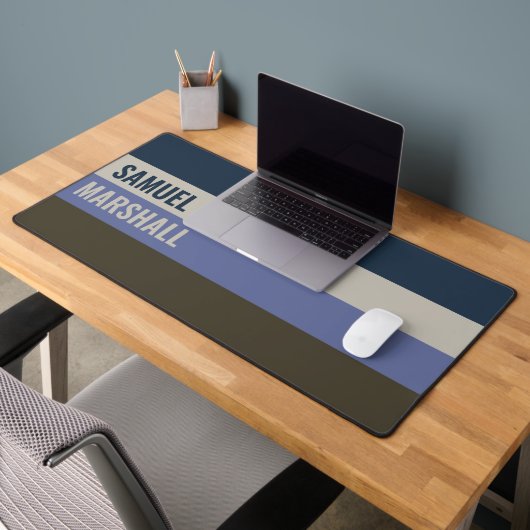 青と茶色のストライプパターン デスクマット (オフィス2)