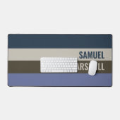 青と茶色のストライプパターン デスクマット (キーボード&マウス)