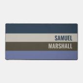 青と茶色のストライプパターン デスクマット (正面)