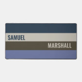 青と茶色のストライプパターン デスクマット (正面)