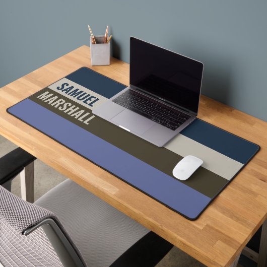 青と茶色のストライプパターン デスクマット (オフィス2)